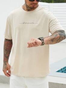 Manfinity Homme Hombres Camiseta con estampado de letra