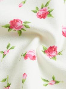 SHEIN MOD Ditsy Floral Print Square Neck Crop Tee - Multicolor - View 4