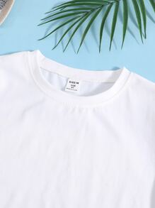 男孩熱帶圖案襯衫和前打結短褲和T恤 - 彩色 - 查看 3