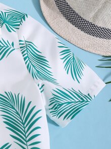 男孩熱帶圖案襯衫和前打結短褲和T恤 - 彩色 - 查看 5