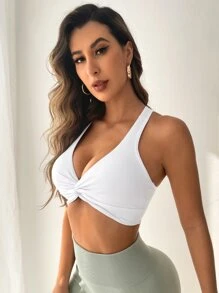 Sovereign Charm Twist Front Racer Back Sports Push Up Bra - White - View 3