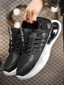 Men Letter Graphic Lace Up Front Sneakers - Black - View 2