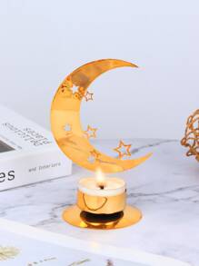 1pc Moon Design Candle Holder - Gold - View 1