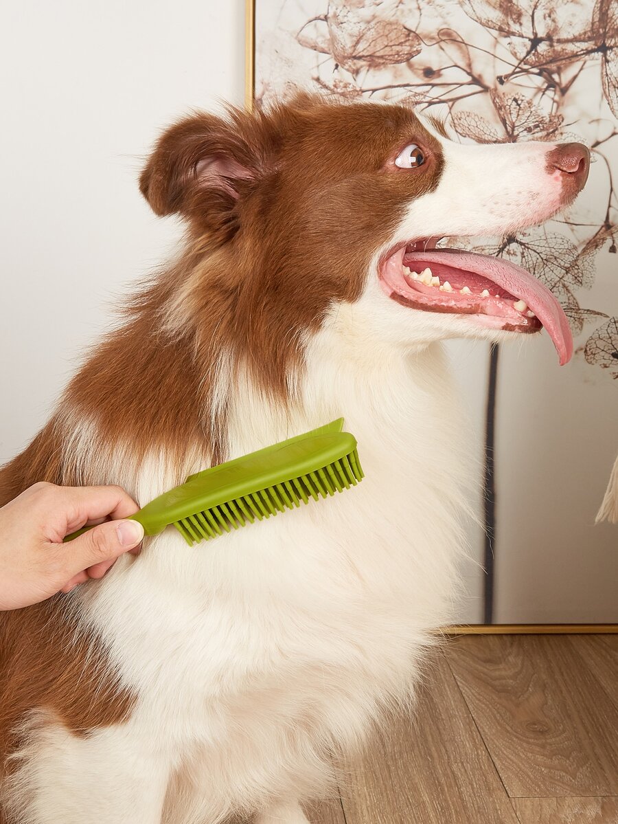 1pc Plain Pet Hair Brush - Green - View 1