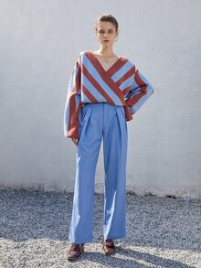 Jersey con patrón de rayas cruzado delantero - Multicolor - Ver 3