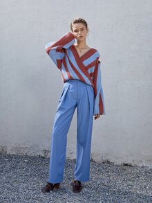 Jersey con patrón de rayas cruzado delantero - Multicolor - Ver 4