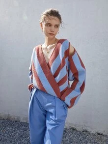 Jersey con patrón de rayas cruzado delantero - Multicolor - Ver 7