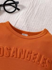 Bebé Shorts con camiseta con letra con textura - Óxido marrón - Ver 4