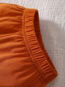 Bebé Shorts con camiseta con letra con textura - Óxido marrón - Ver 6