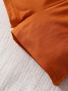 Bebé Shorts con camiseta con letra con textura - Óxido marrón - Ver 7