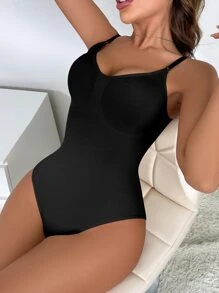 黑色浪漫复古高弹力纯色背心三角裤紧身衣塑身衣女式