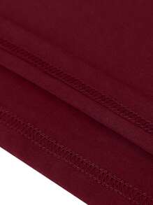 95%纯棉男士立领纽扣半开襟长袖Polo衫 - 酒紅色 - 查看 6