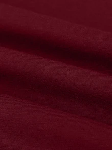 95%纯棉男士立领纽扣半开襟长袖Polo衫 - 酒紅色 - 查看 7