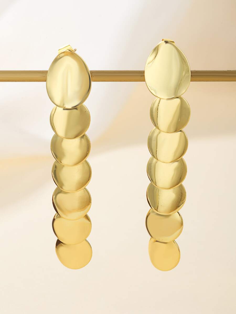 Pendientes largos con diseño redondo - Amarillo Oro - Ver 1