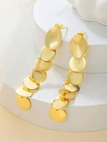 Pendientes largos con diseño redondo - Amarillo Oro - Ver 2