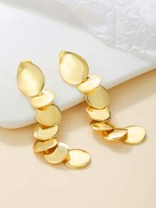 Pendientes largos con diseño redondo - Amarillo Oro - Ver 3