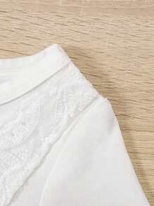 Đầm em bé Tương phản ren 2 trong1 màu trơn Buổi tiệc - trắng - Xem 5