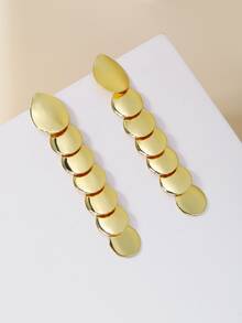 Pendientes largos con diseño redondo - Amarillo Oro - Ver 4