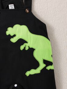 SHEIN 男嬰恐龍印花襯衫和背帶連身褲