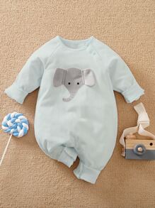 Yierying Áo liền quần Em bé Đắp vá Hoạt hình Dễ thương - Màu xanh nhạt - Xem 1