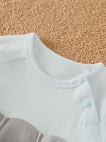 Yierying Áo liền quần Em bé Đắp vá Hoạt hình Dễ thương - Màu xanh nhạt - Xem 3