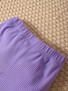 SHEIN 年輕女孩兩色泡泡袖荷葉邊2合1上衣和褲子 - 彩色 - 查看 8