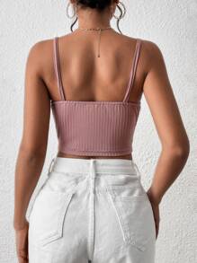 SHEIN Privé Áo hai dây Trọn gói màu trơn Giải trí - Bụi hồng - Xem 2