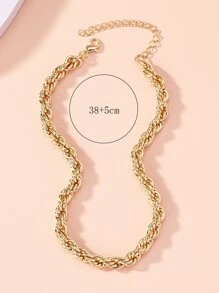 1件時尚經典金屬項鍊 - 金黃色 - 查看 4