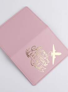 Fashionable Business & Travel Gold Foil Passport Holder - Pink - View 4