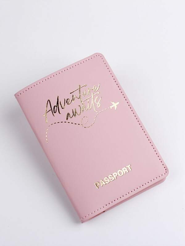 Metallic Airplane & Letter Graphic Passport Case SHEIN USA