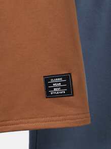 SHEIN 男孩雙色補丁細節連帽領T恤和短褲 - 霧霾藍 - 查看 3