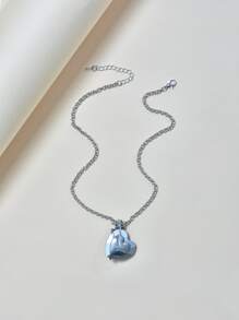 Rhinestone Heart Pendant Necklace - Multicolor - View 2