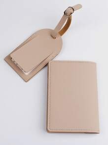 Estuche Para Pasaporte Con Patrón De Avión Metálico Con Etiqueta De Equipaje Porta Pasaporte Cartera Para Pasaporte Útiles Escolares Material Escolar Para La Escuela Para Estudiantes Accesorios De Vacaciones Conjunto De Accesorios De Viaje Para La Temporada Navideña - Caqui - Ver 5