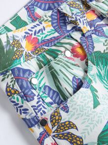 Men All Over Print Denim Shorts Without Belt - Multicolor - View 4