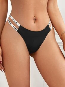 Yoga Brief mit Buchstaben Band und Ausschnitten, Sportunterwäsche