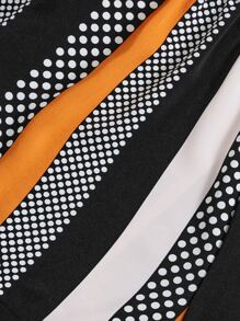 SHEIN 青少年女孩吊帶上衣和條紋圖案和波卡圓點短褲