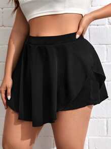 SHEIN Unity 大碼高腰素色裙裤 - 黑色 - 查看 1