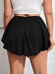 SHEIN Unity 大碼高腰素色裙裤 - 黑色 - 查看 2