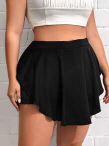 SHEIN Unity 大碼高腰素色裙裤 - 黑色 - 查看 3