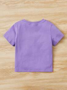 SHEIN Toddler Girls Rabbit Print Bow Front Tee - Lilac Purple - View 2