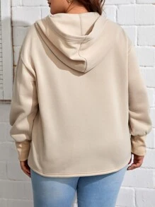 SHEIN Essnce Capucha con botón de hombros caídos - Albaricoque - Ver 2