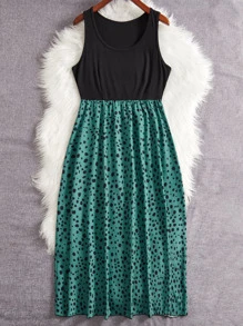 SHEIN LUNE Plus Dalmatian Print A-line Dress - Multicolor - View 5