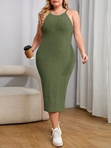 SHEIN Essnce 大碼條紋針織吊帶洋裝