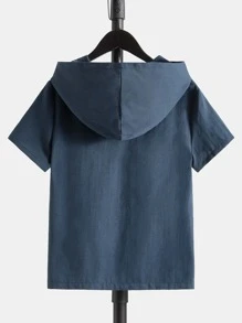 SHEIN Boys Colour Block Quarter Zip Hooded Shirt - Multicolor - View 2