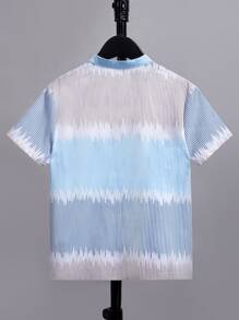 SHEIN Boys Striped Colourblock Half Button Shirt - Multicolor - View 3