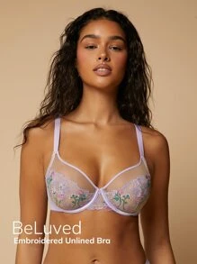 LUVLETTE Sujetador sin aros bordado de lencería - Púrpura malva - Ver 2