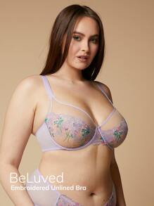 LUVLETTE Plus Lingerie Embroidered Unlined Bra - Mauve Purple - View 2