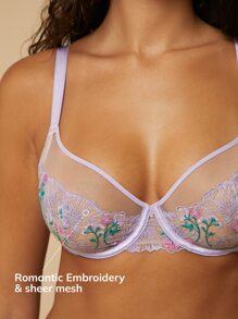 LUVLETTE Sujetador sin aros bordado de lencería - Púrpura malva - Ver 4