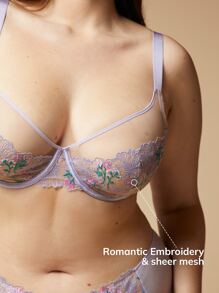 LUVLETTE Plus Lingerie Embroidered Unlined Bra - Mauve Purple - View 4