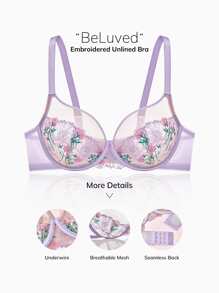 LUVLETTE Plus Lingerie Embroidered Unlined Bra - Mauve Purple - View 6